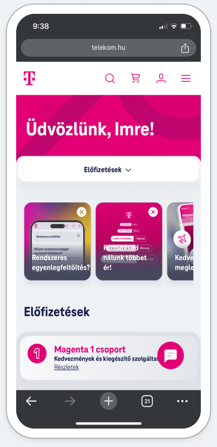Lépj be böngészőben       a Telekom fiókodba!
